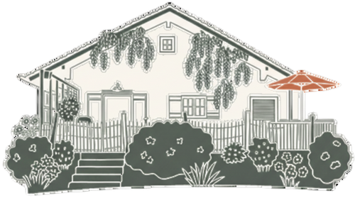 Illustration eines bayerischen Landhauses in ruhiger Umgebung